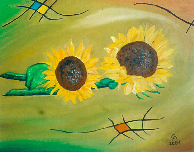 Sonnenblumen  - l auf Leinwand - 2001 - 50 x 40 cm - 600 €