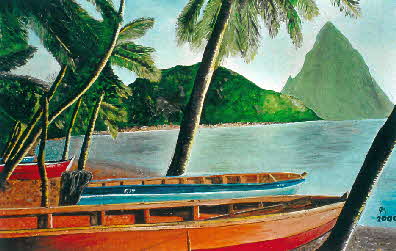 St.Lucia Karibik - l auf Leinwand - 2000 - 60 x 40 cm - verkauft