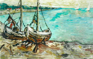Am Meer - l auf Leinwand - 1962 - 30 x 20 cm - Erstlingswerk - 700 €
